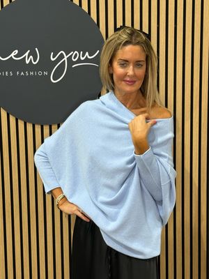 Asymmetric Draped Jumper - Baby Blue