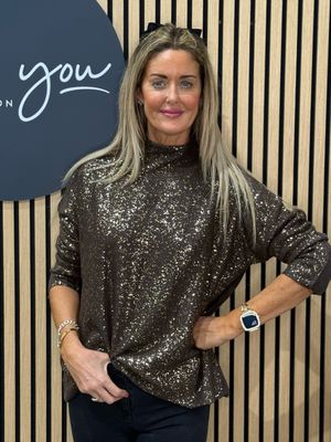 Sparkle - High Neck Jumper - Chocolate
