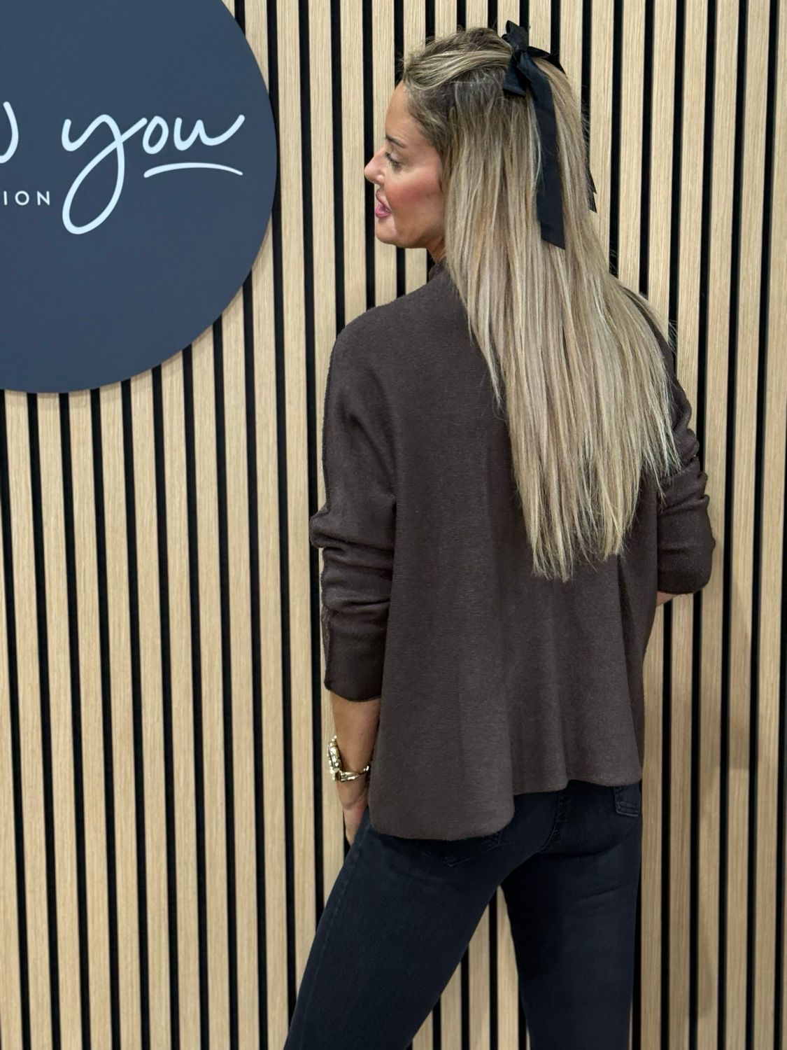 Sparkle - High Neck Jumper - Chocolate