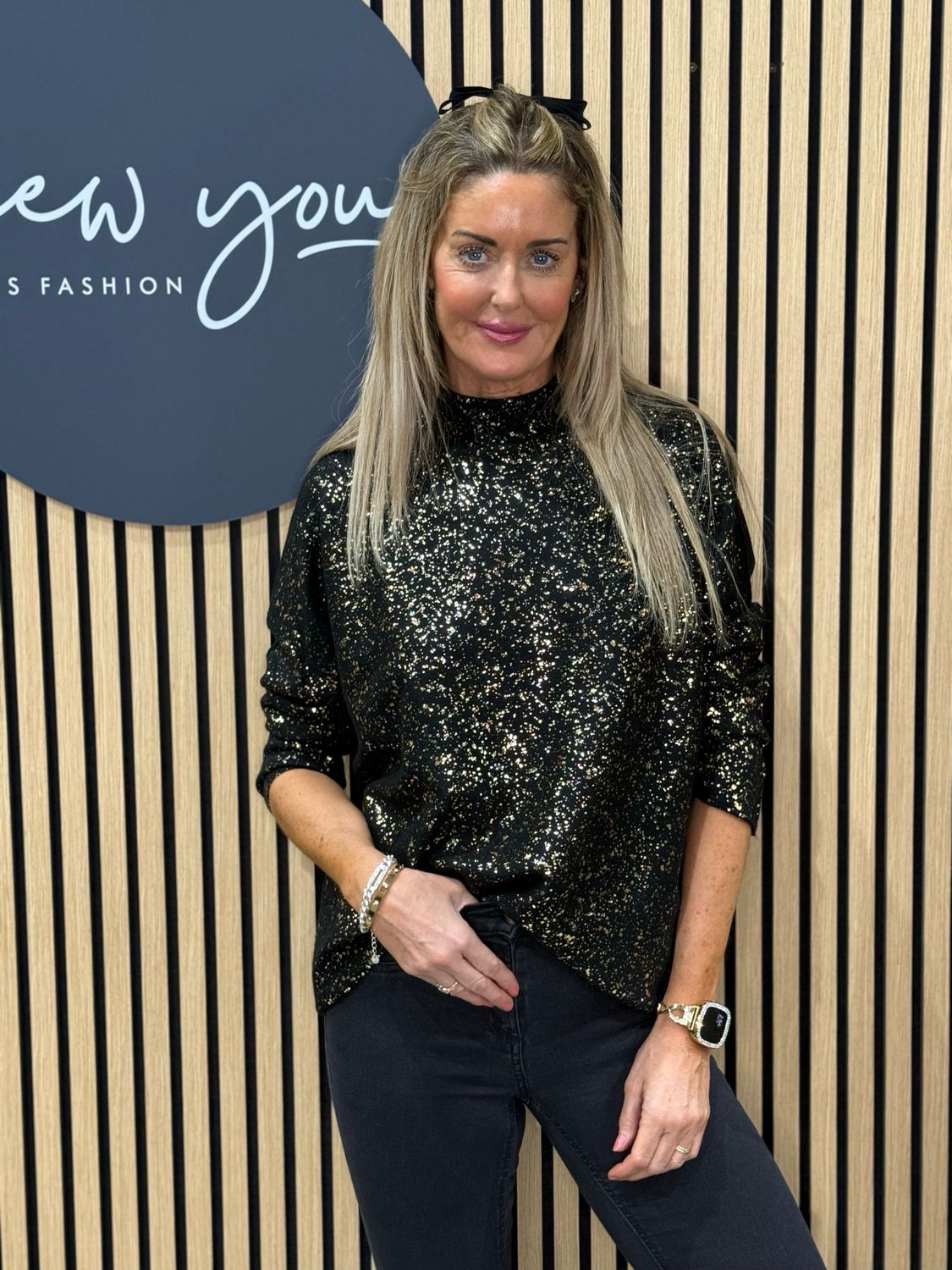 Sparkle - High Neck Jumper - Black