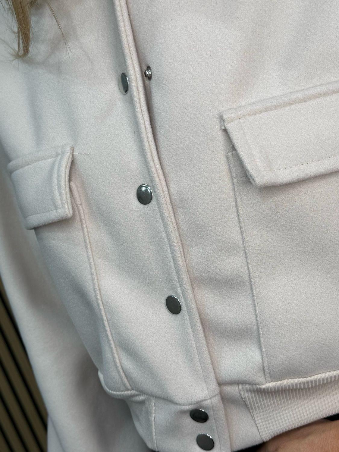 Snap Button - Utility Jacket - Cream