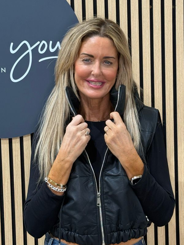 Padded Zip Front Gilet - Black