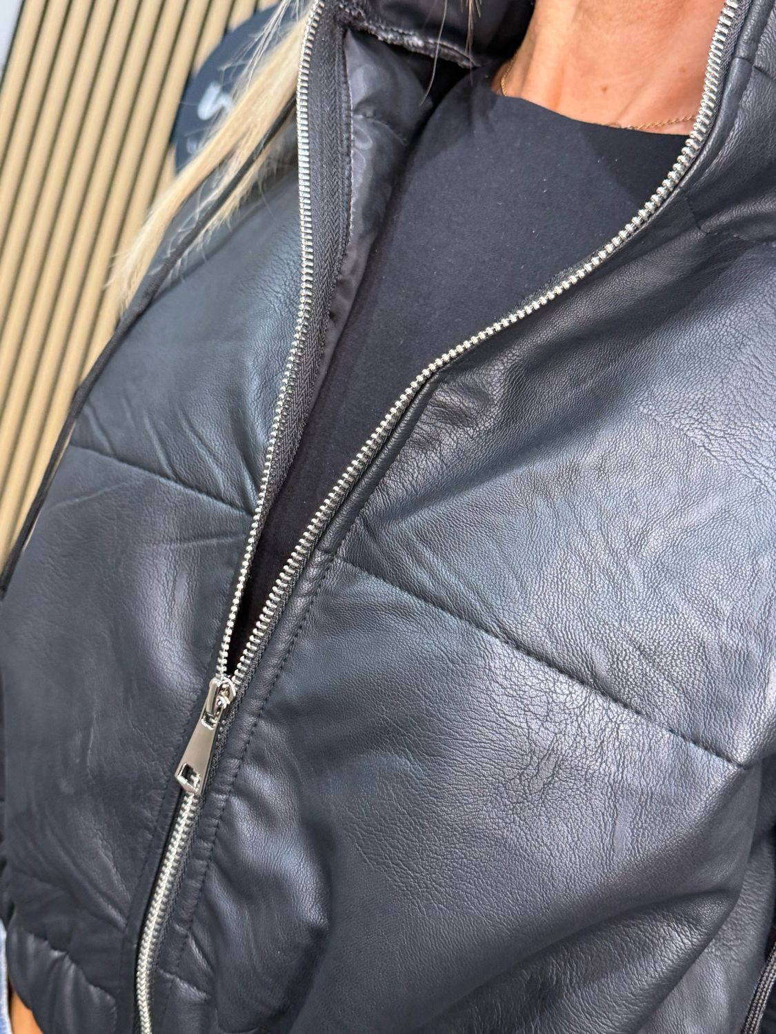 Padded Zip Front Gilet - Black