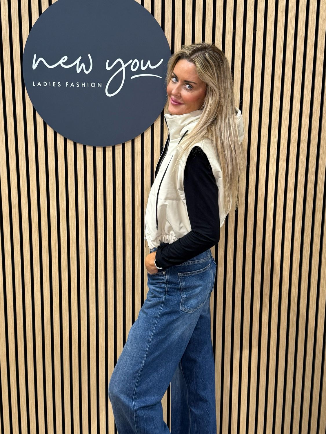 Padded Zip Front Gilet - Cream