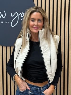 Padded Zip Front Gilet - Cream