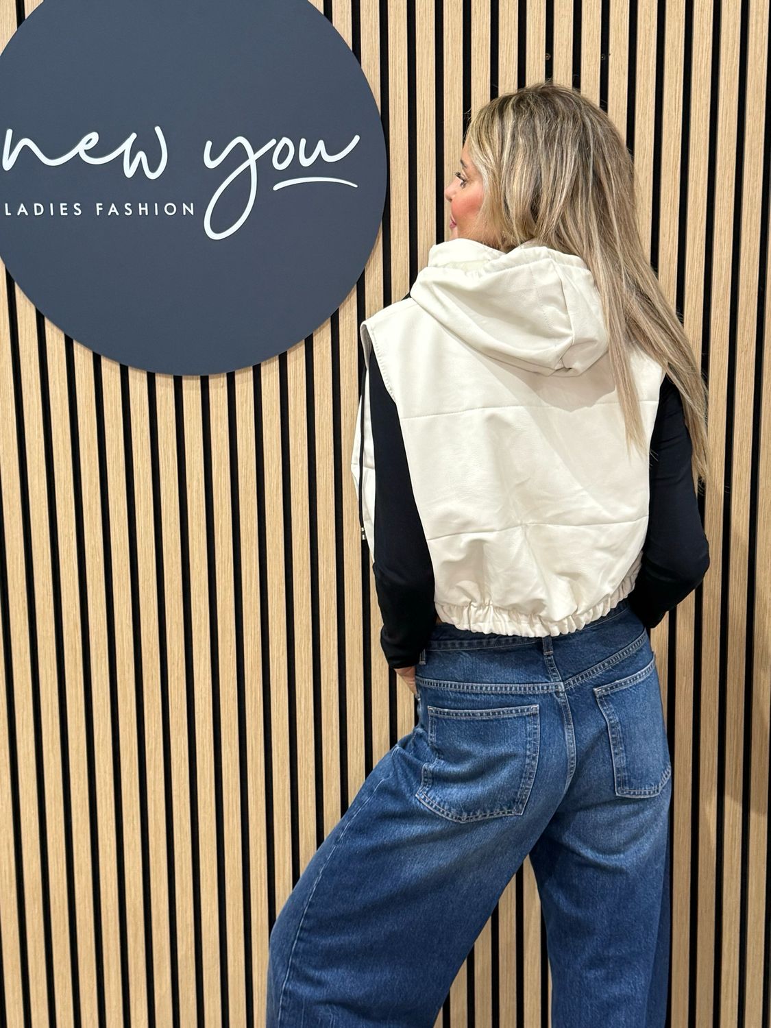 Padded Zip Front Gilet - Cream