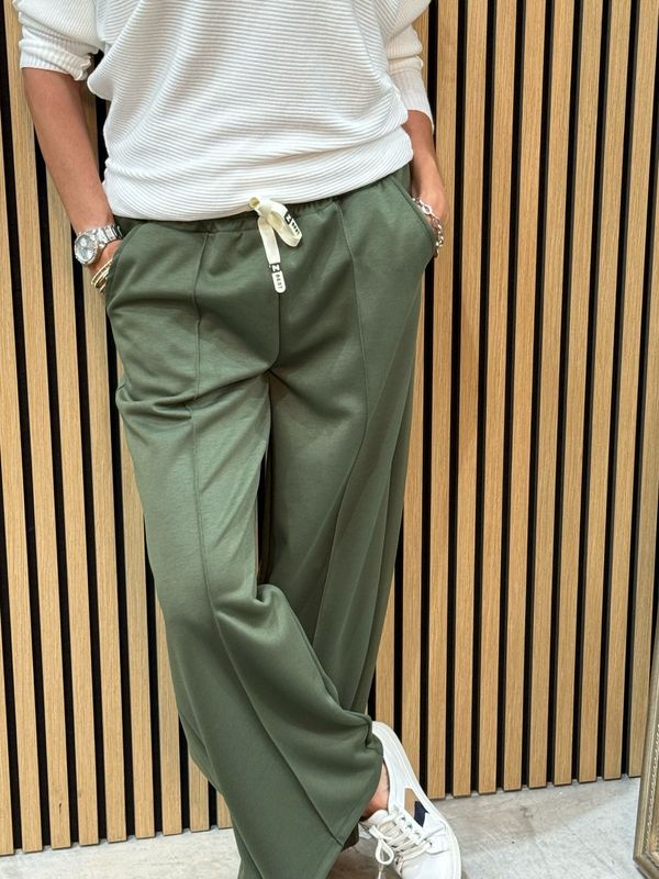Posh Joggers - Wide Leg Draw String Trousers - Khaki