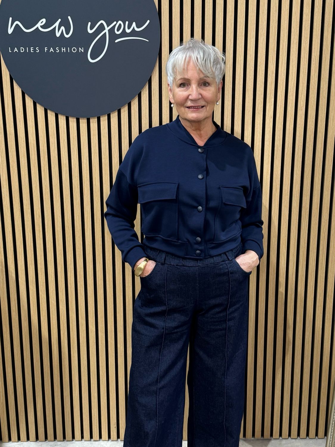 Button Front Bomber Jacket - Navy