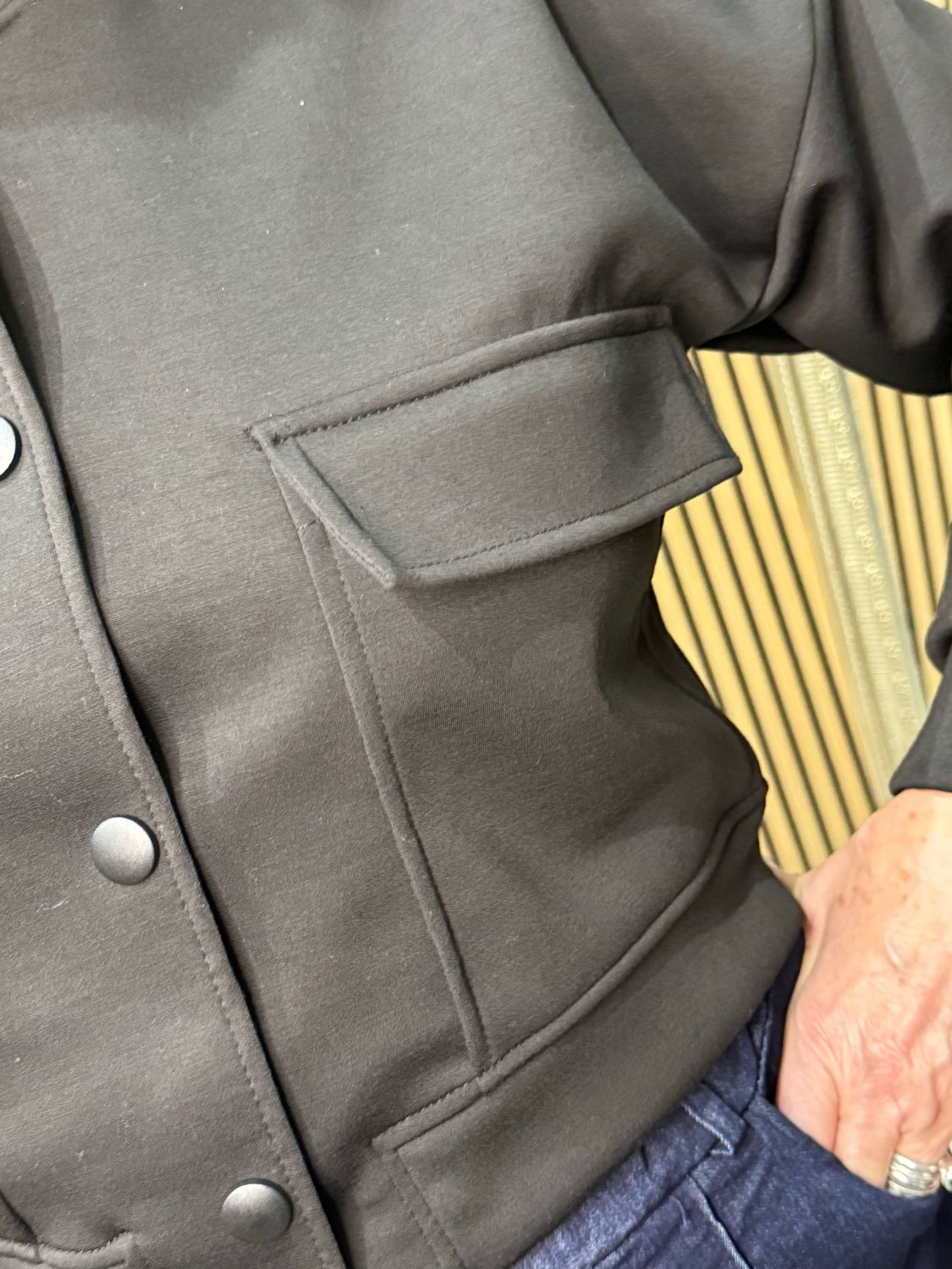 Button Front Bomber Jacket - Black