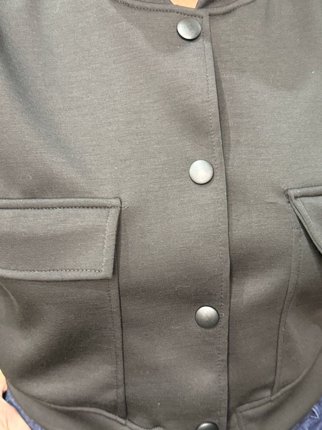 Button Front Bomber Jacket - Black