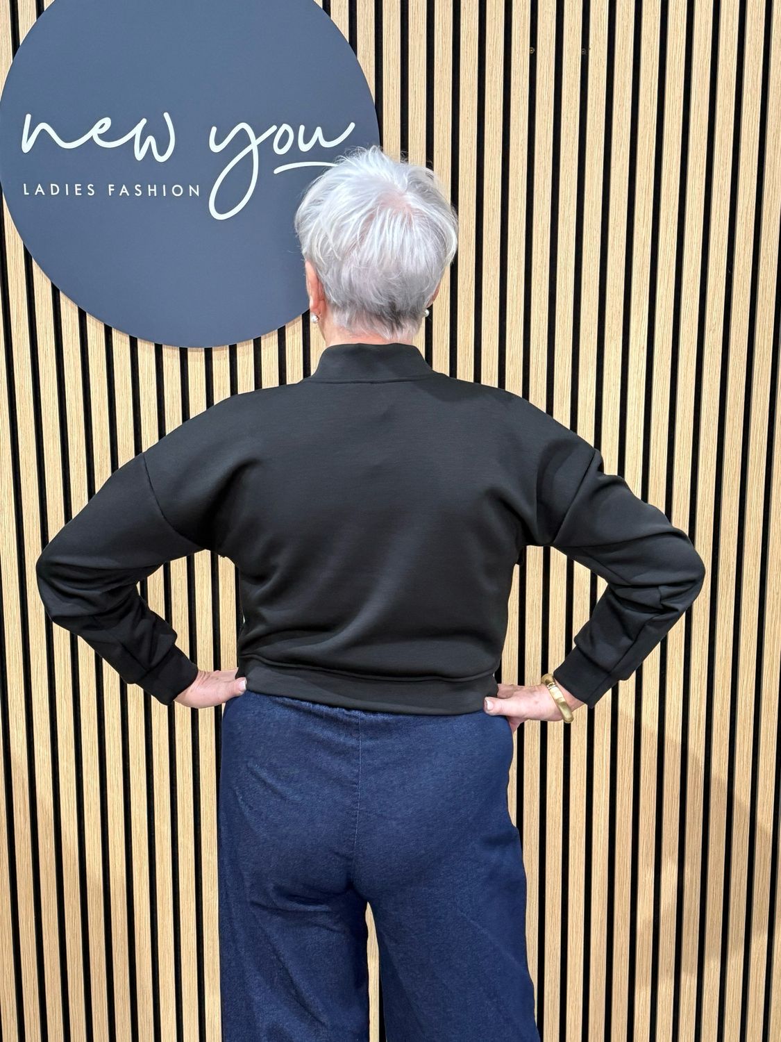 Button Front Bomber Jacket - Black