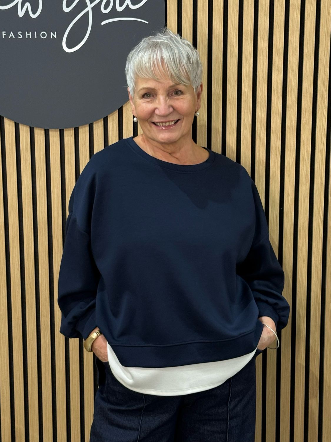 Layered Hem - Relaxed Sweatshirt - Navy