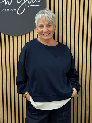 Layered Hem - Relaxed Sweatshirt - Navy