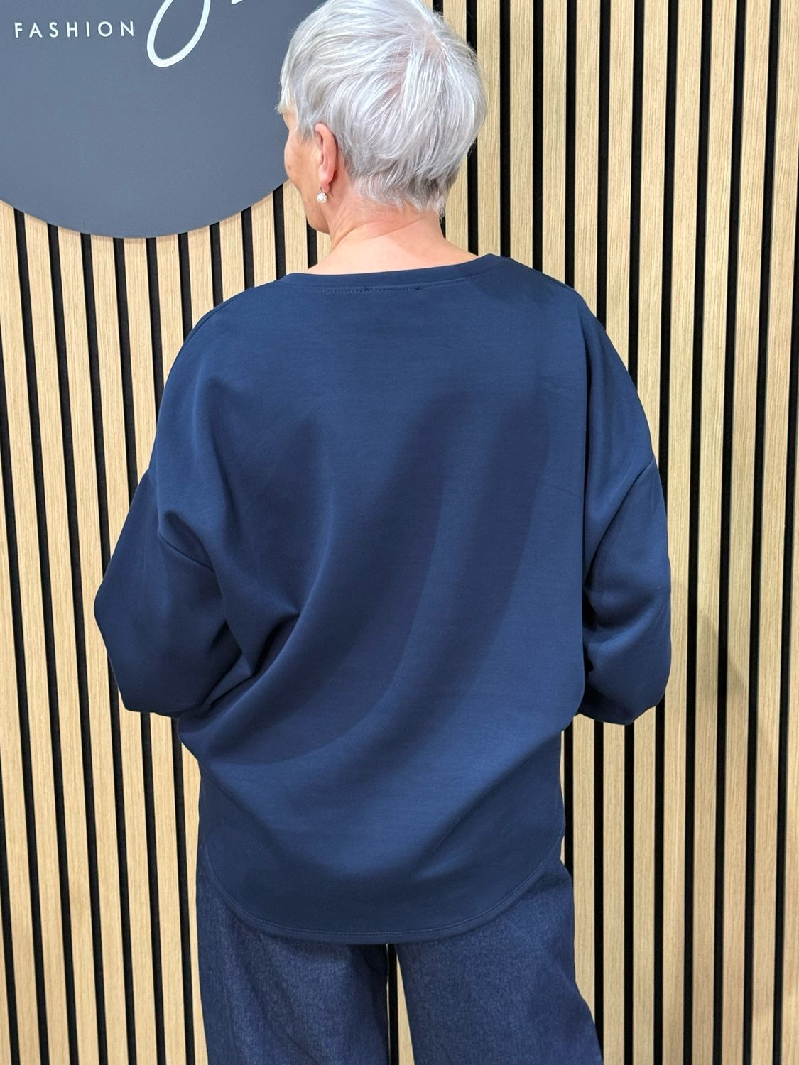 Layered Hem - Relaxed Sweatshirt - Navy