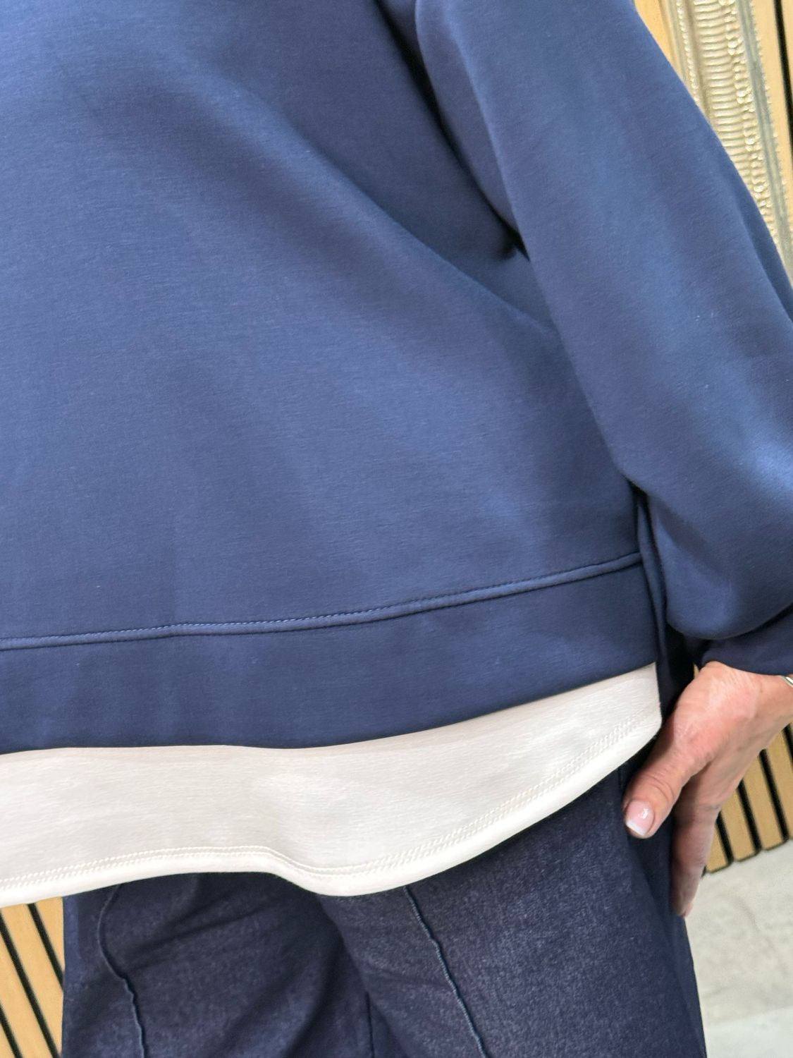 Layered Hem - Relaxed Sweatshirt - Navy