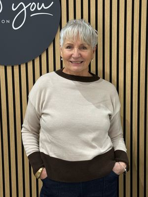 Contrast Trim Colour Block Jumper - Cream/Brown