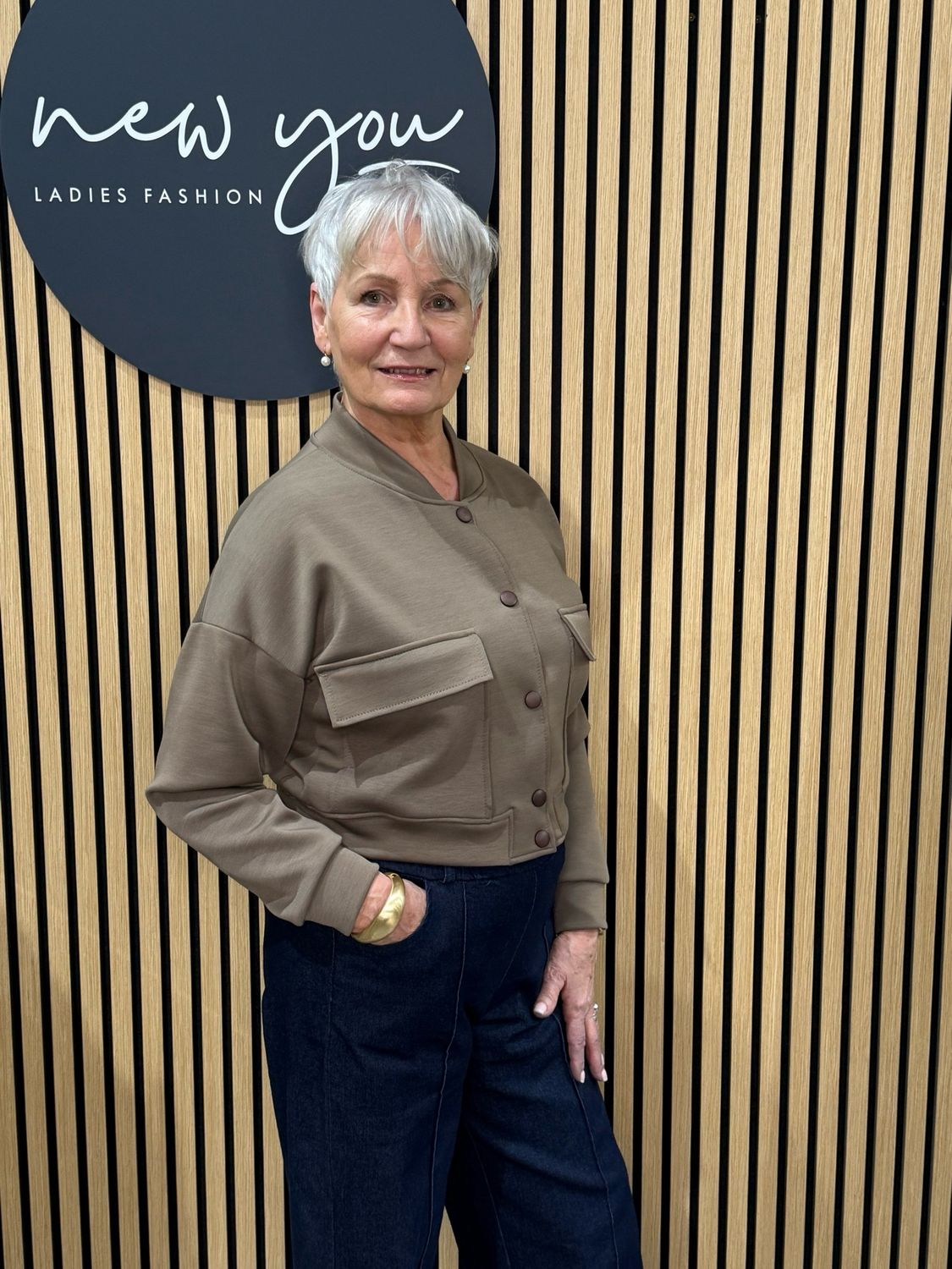 Button Front Bomber Jacket - Taupe