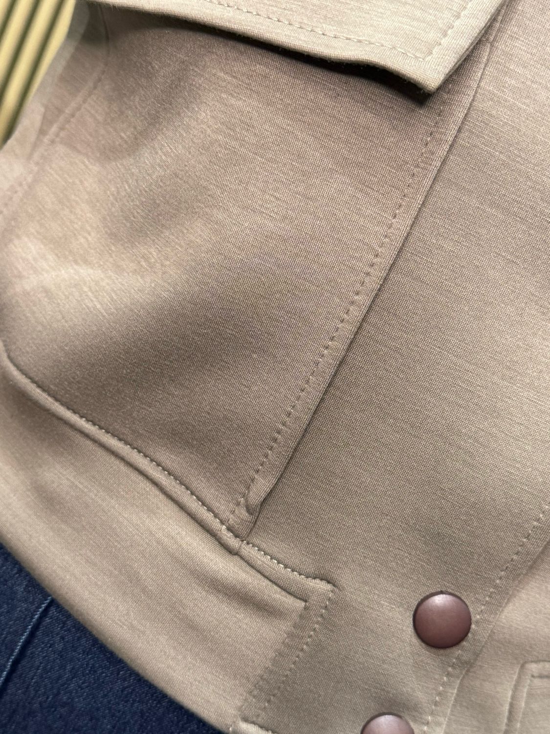 Button Front Bomber Jacket - Taupe