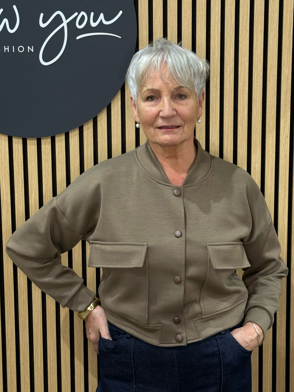 Button Front Bomber Jacket - Taupe