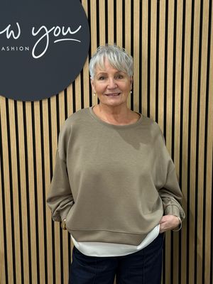 Layered Hem - Relaxed Sweatshirt - Taupe