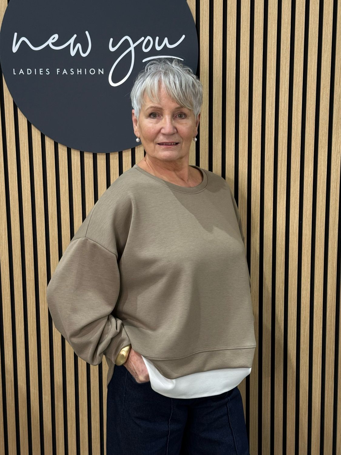 Layered Hem - Relaxed Sweatshirt - Taupe