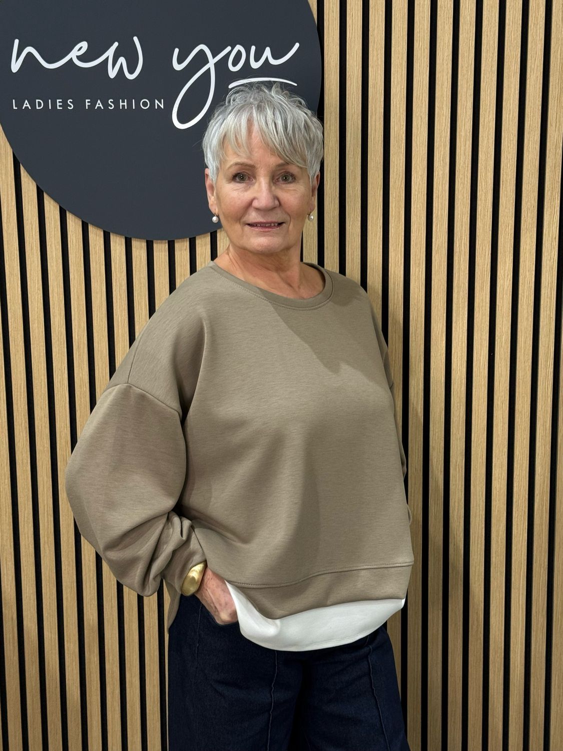 Layered Hem - Relaxed Sweatshirt - Taupe