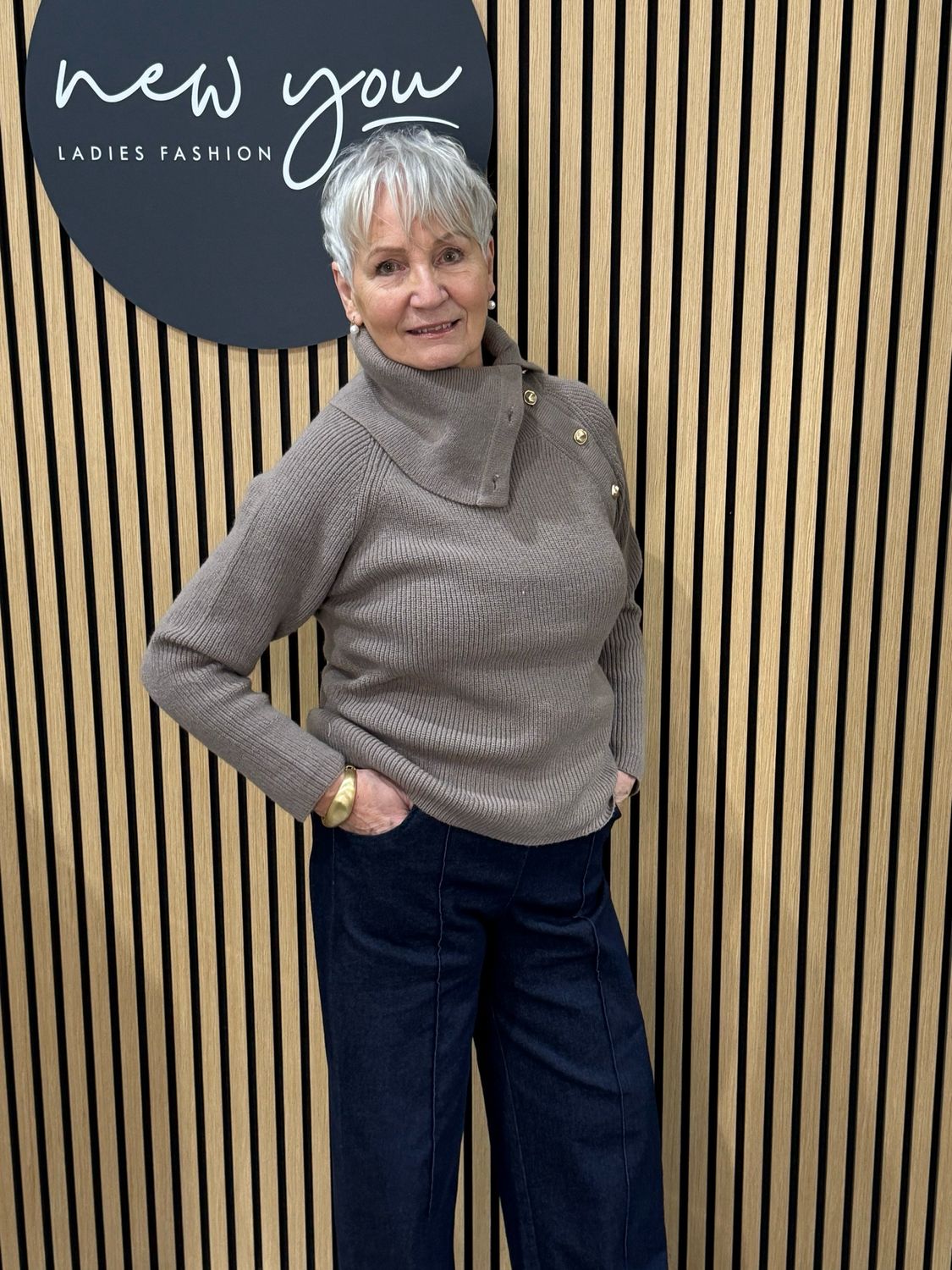 Funnel Neck Jumper - Taupe