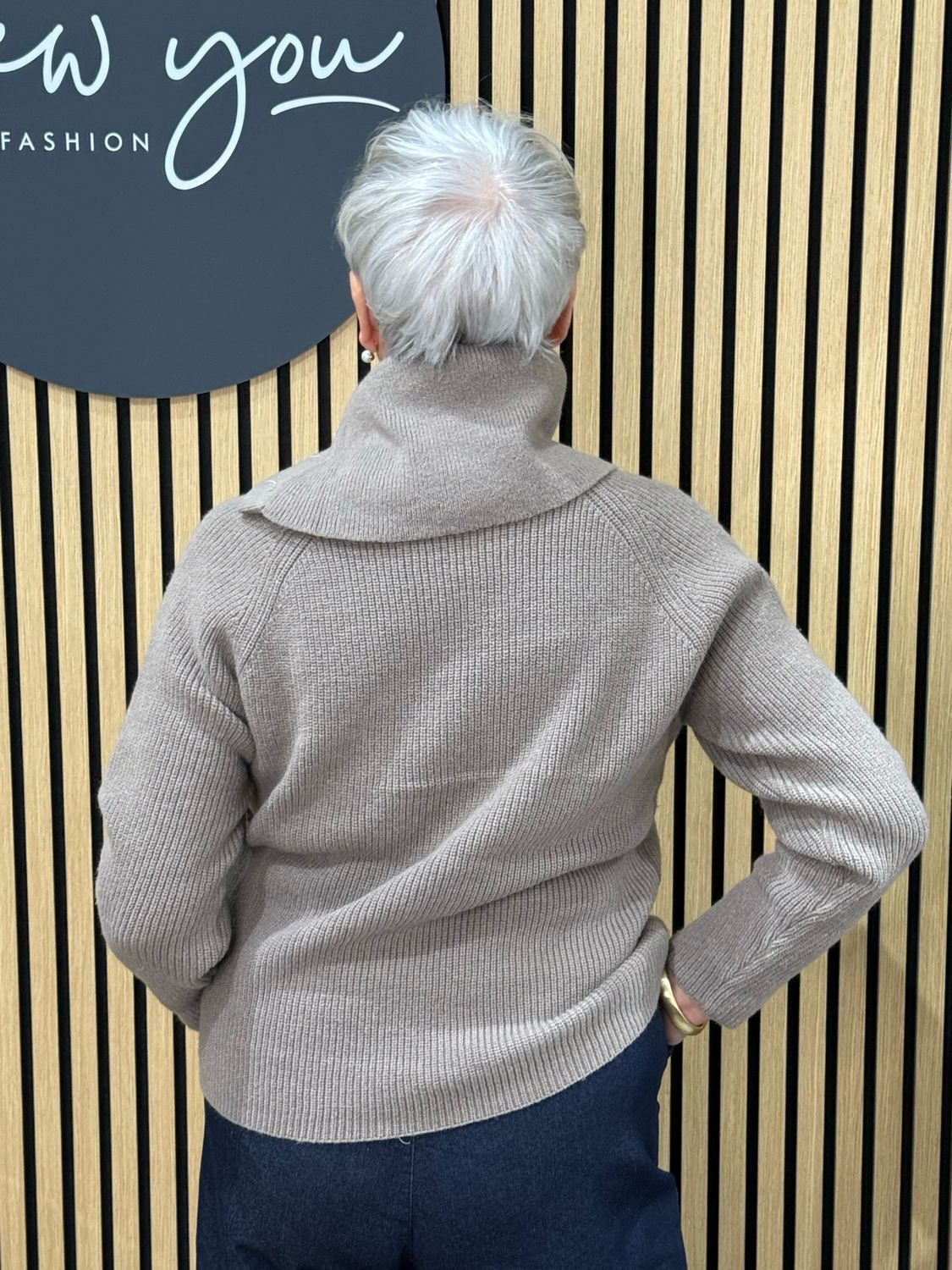 Funnel Neck Jumper - Taupe