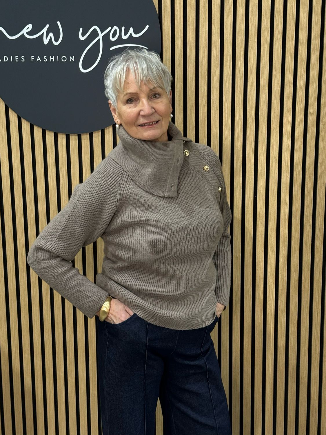 Funnel Neck Jumper - Taupe