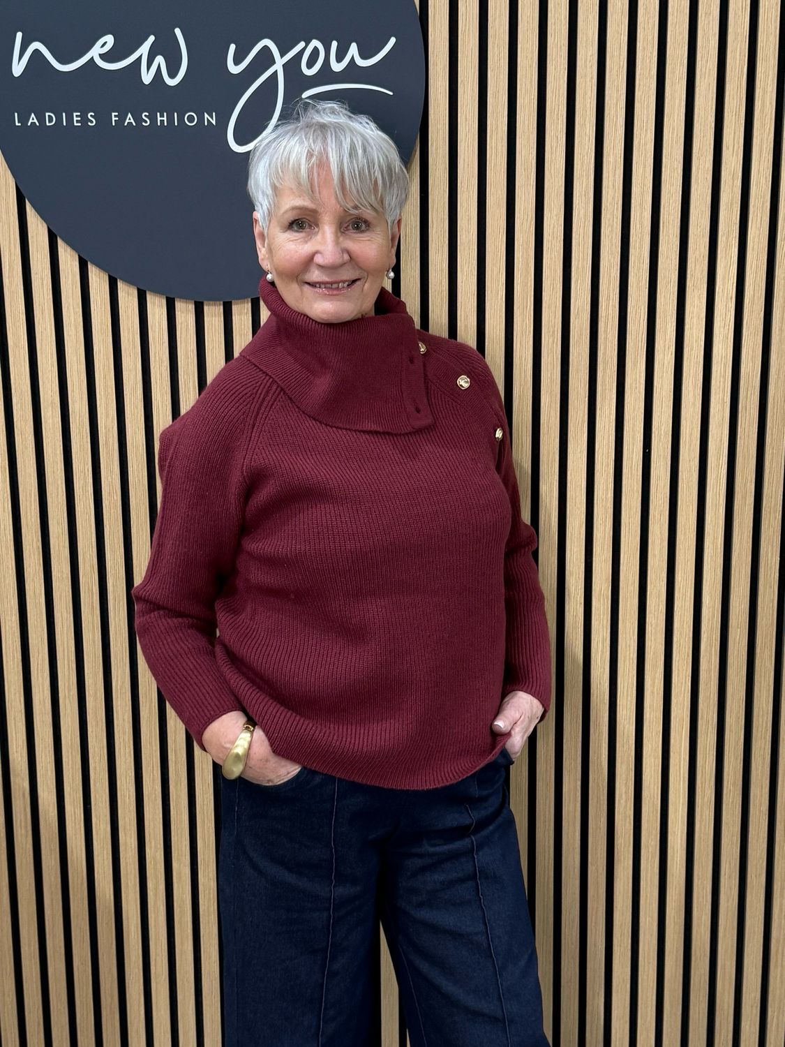 Funnel Neck Jumper - Burgundy