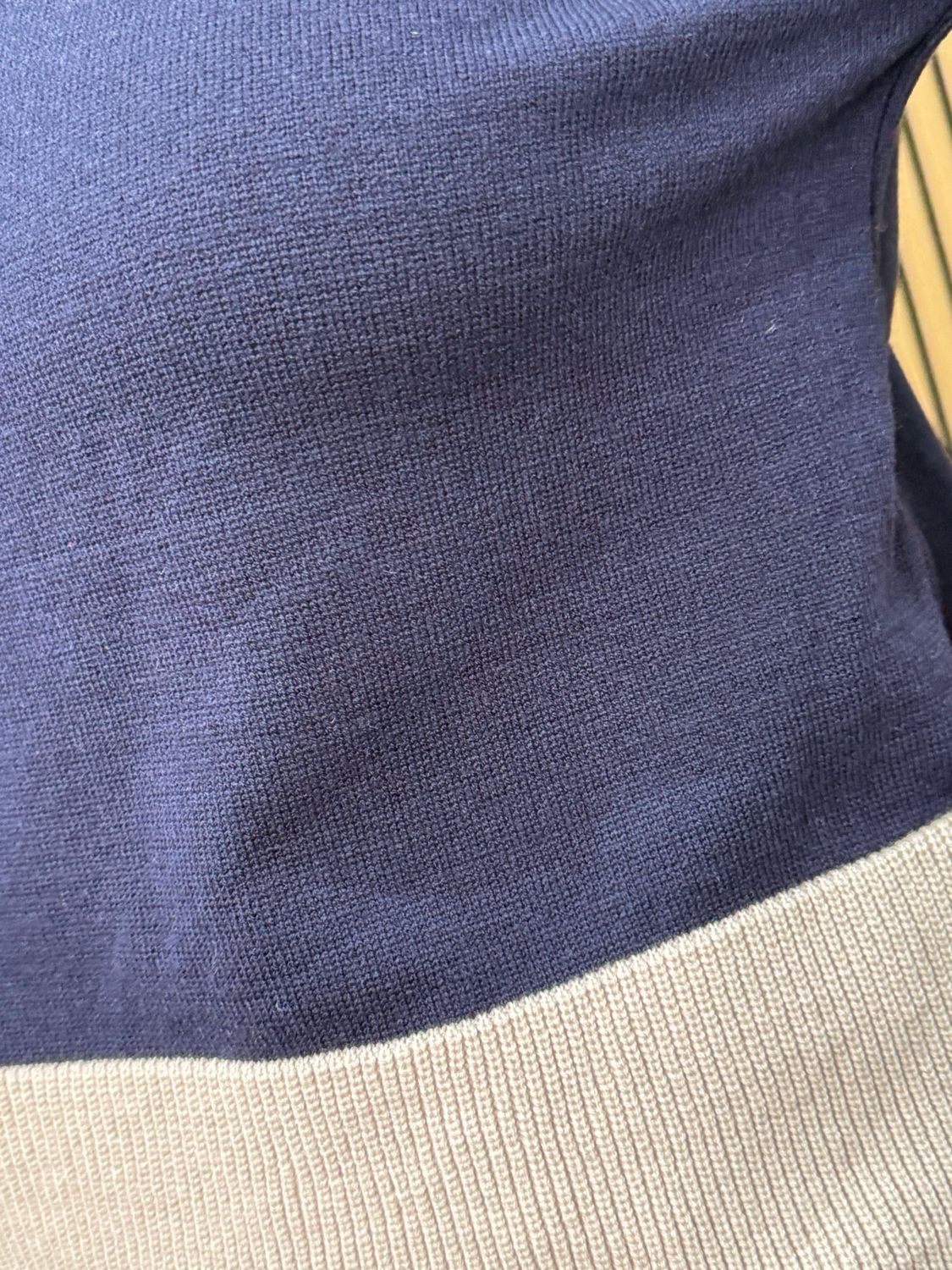 Contrast Trim Colour Block Jumper - Navy/Cream