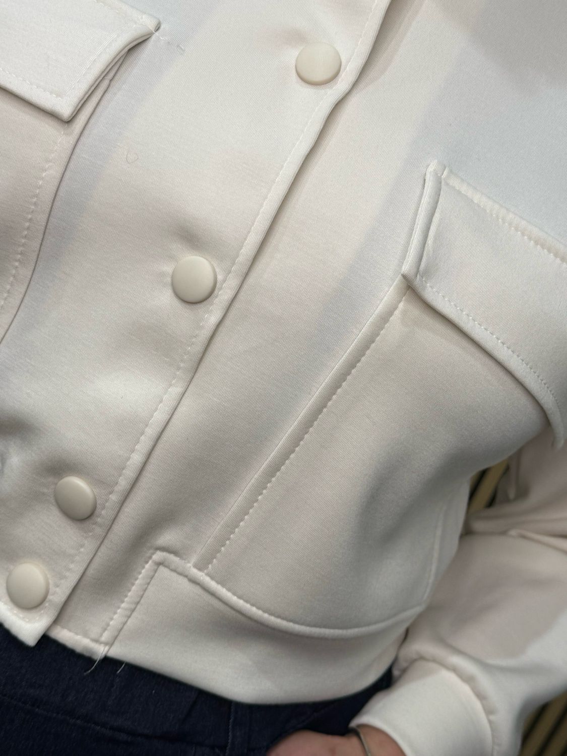 Button Front Bomber Jacket - White