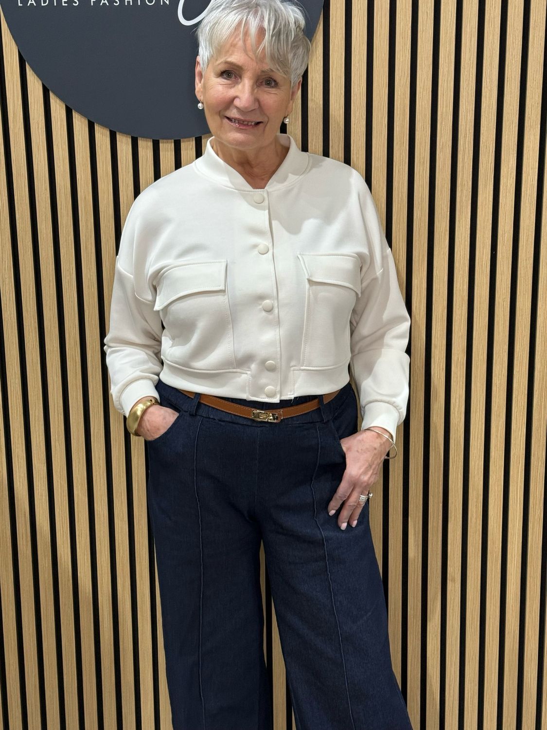 Button Front Bomber Jacket - White