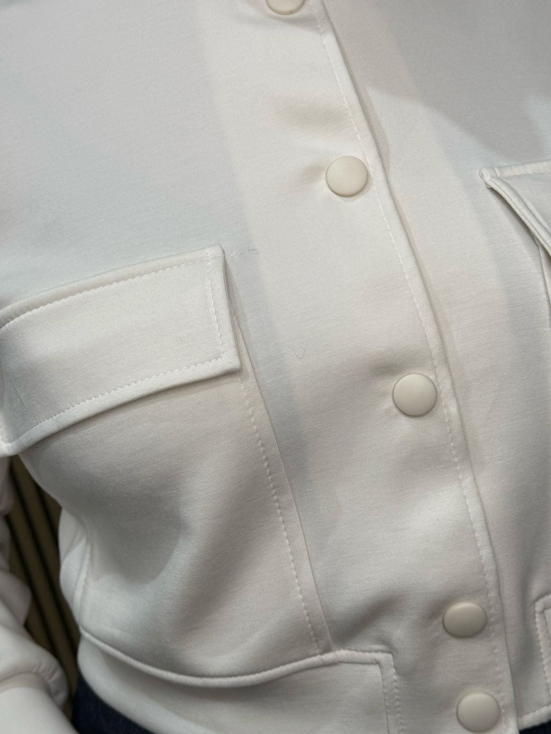 Button Front Bomber Jacket - White