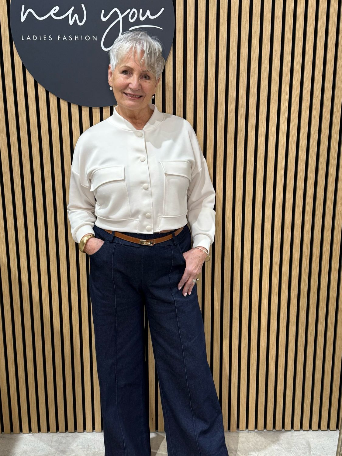 Button Front Bomber Jacket - White