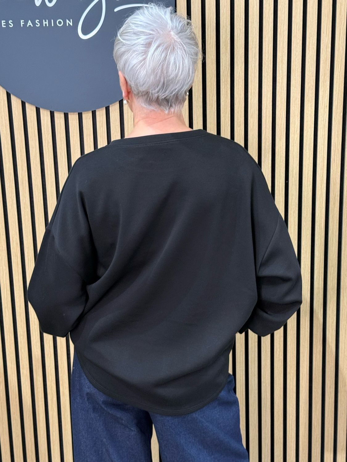 Layered Hem - Relaxed Sweatshirt - Black