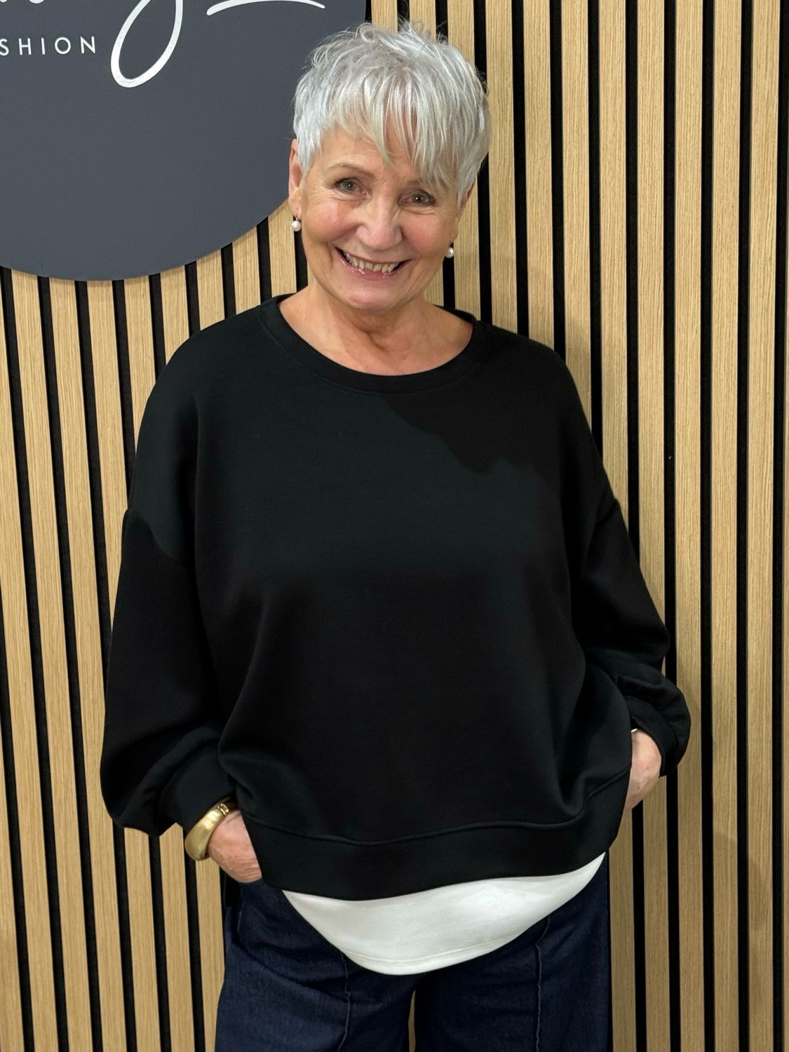 Layered Hem - Relaxed Sweatshirt - Black