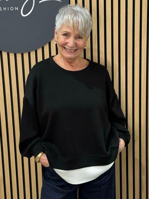 Layered Hem - Relaxed Sweatshirt - Black