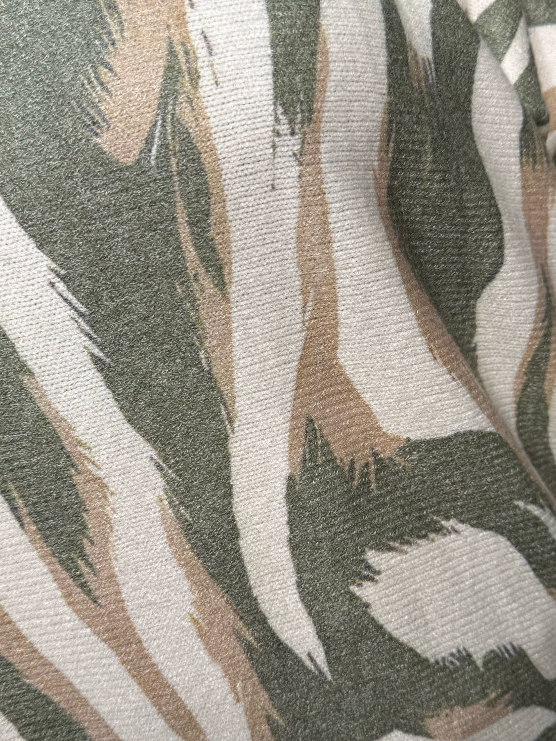 Abstract Brushstroke Knit Top - Khaki