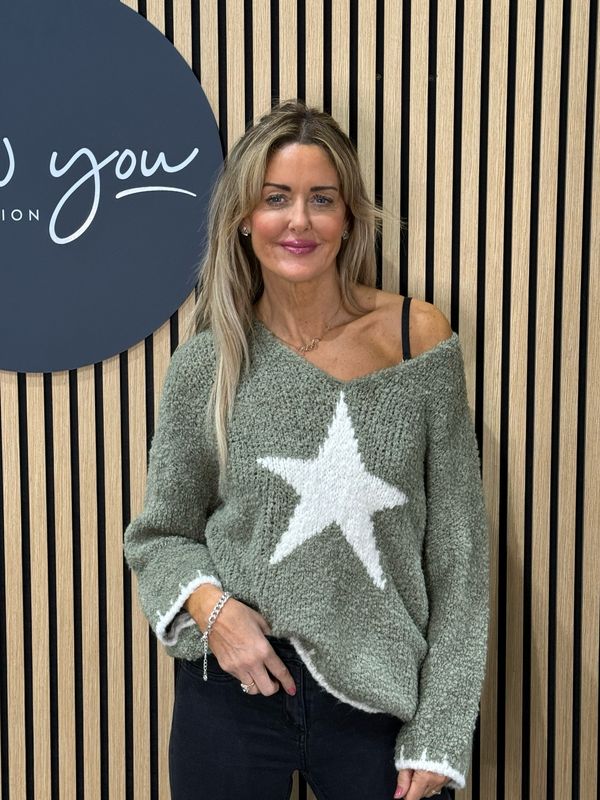 Star Knit Jumper - Khaki