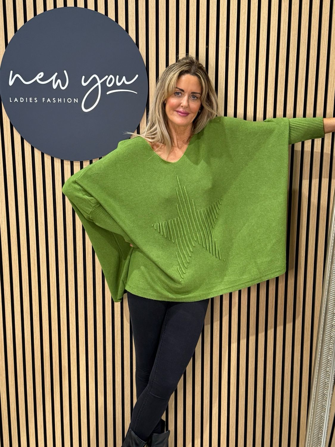 Star Detail Knit Jumper - Green