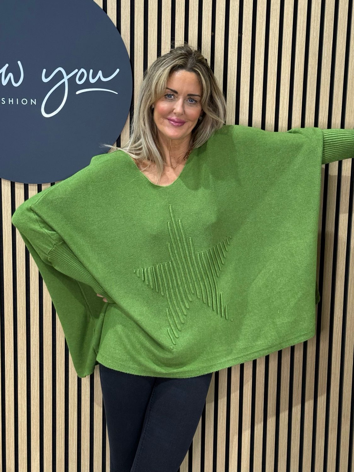 Star Detail Knit Jumper - Green