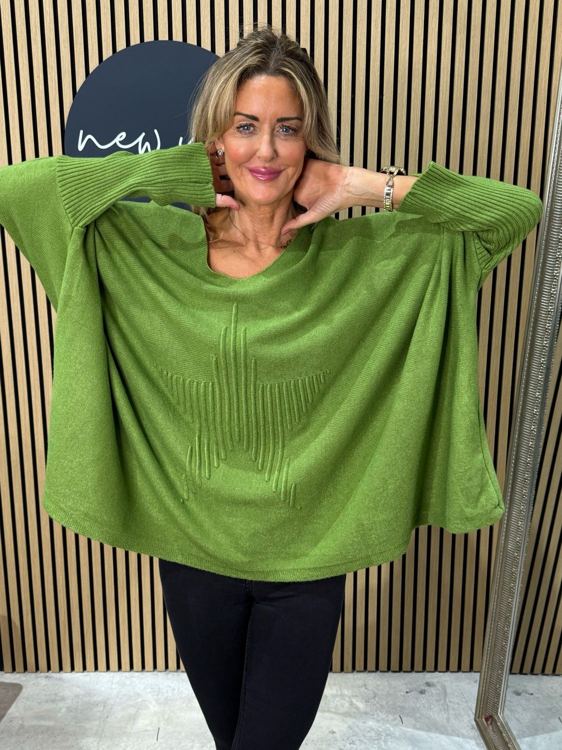 Star Detail Knit Jumper - Green