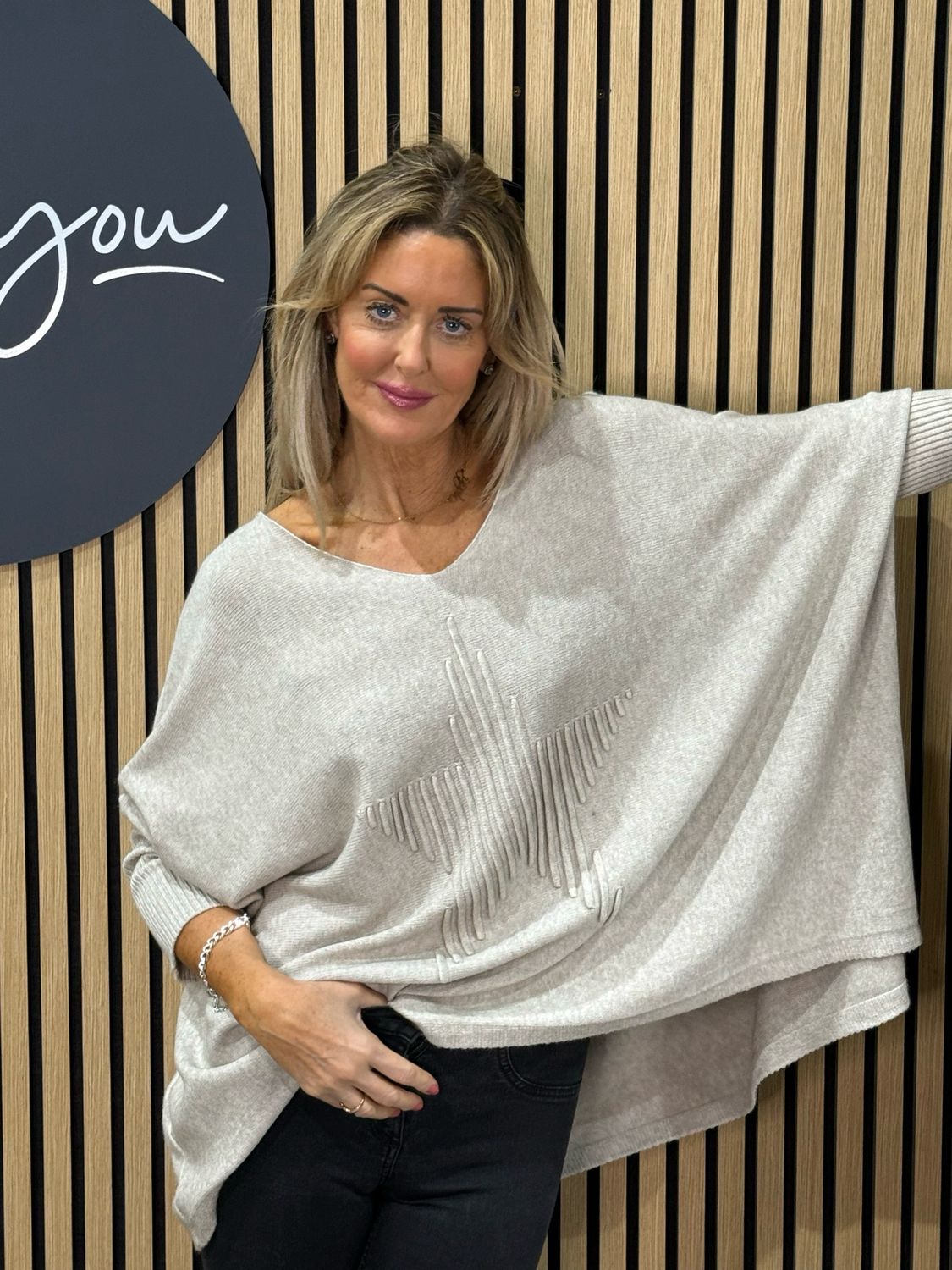 Star Detail Knit Jumper - Taupe