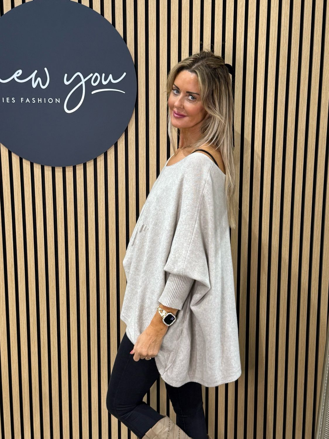 Star Detail Knit Jumper - Taupe