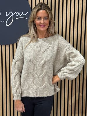 Cable Knit Jumper - Taupe