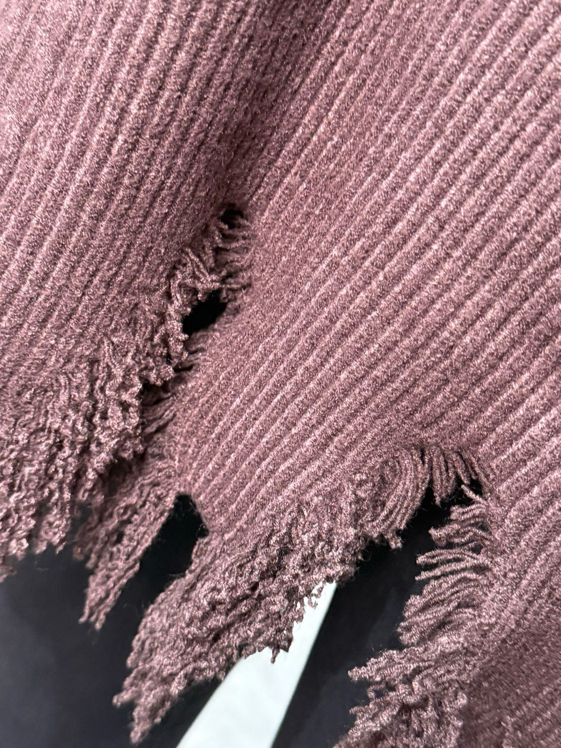 Distressed Hem Ribbed Jumper - Chocolate