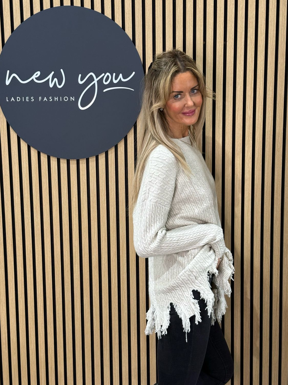 Distressed Hem Ribbed Jumper - Cream