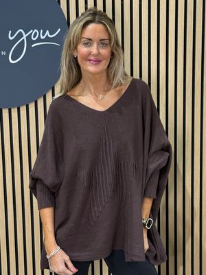 Star Detail Knit Jumper - Chocolate