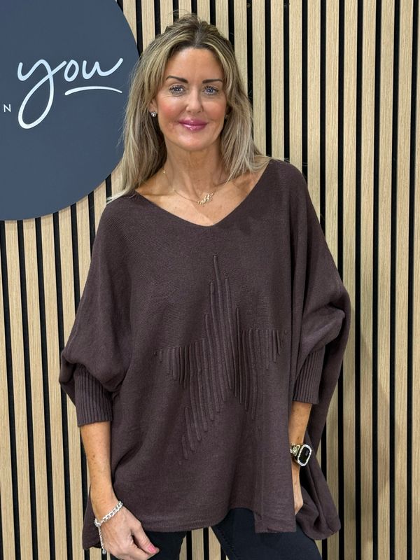 Star Detail Knit Jumper - Chocolate